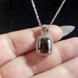 Peanut Wood Jasper Stainless Steel Pendant Necklace